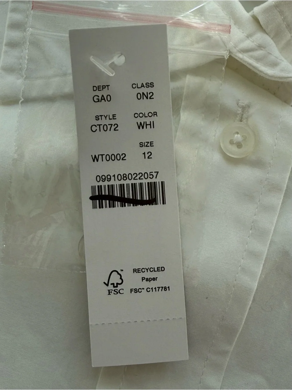 J. Crew Jules White Classic Fit Short Sleeve Compact Poplin Shirt 12 NWT